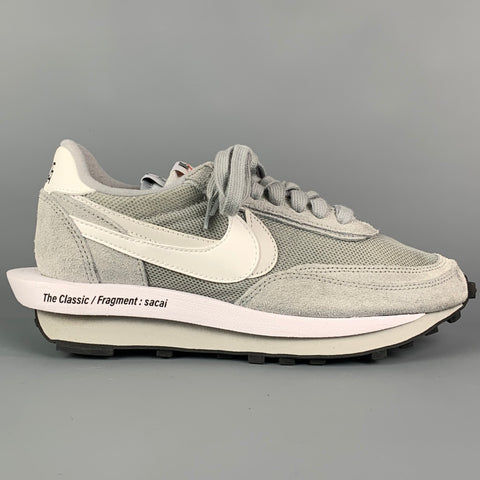 Zapatillas NIKE x SACAI FRAGMENT Talla 7 Gris Blanco Plataforma de malla LD WAFFLE