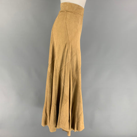 RALPH LAUREN Blue Label Talla 6 Falda larga de ante color canela