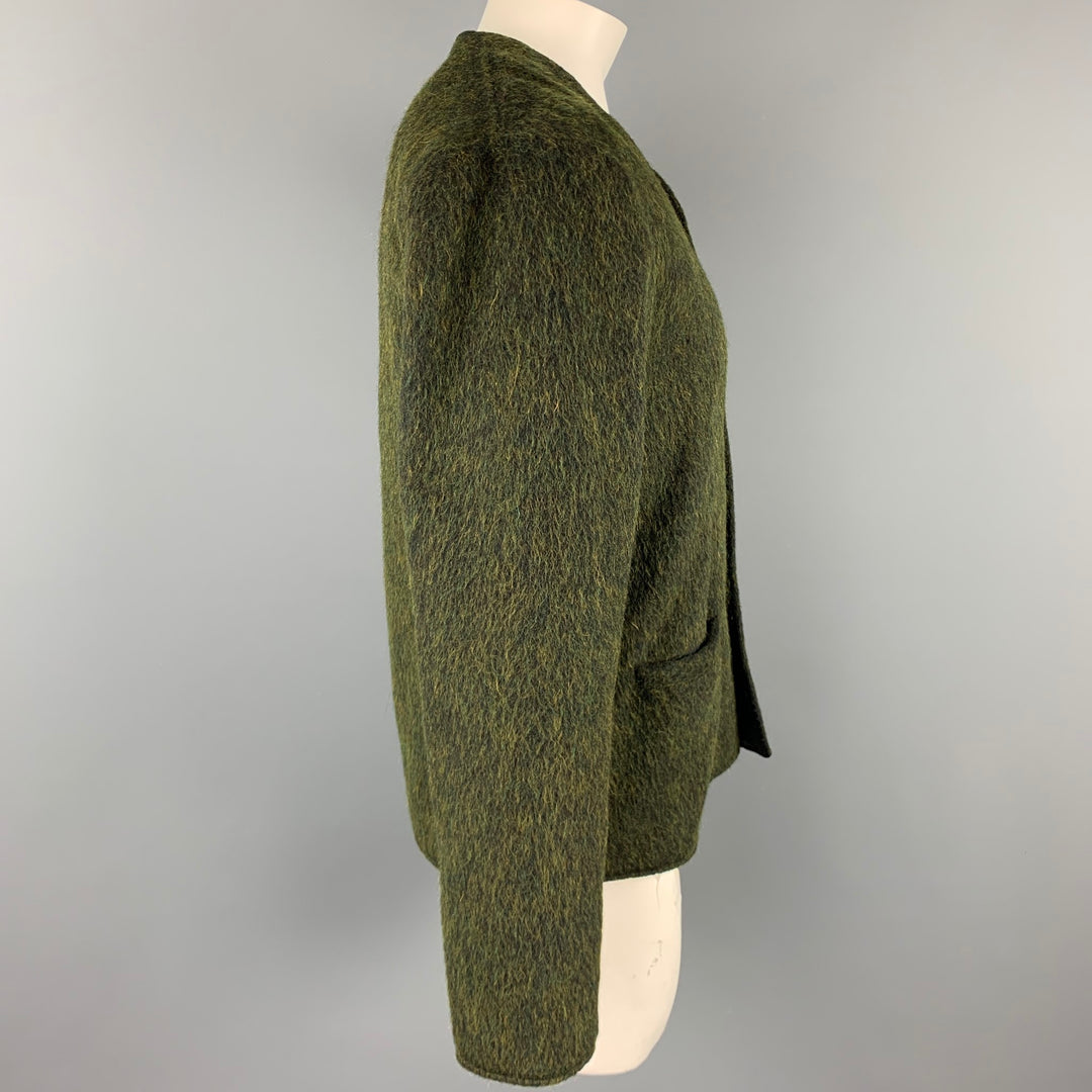 TESSUTI Size L Olive Textured Buttoned Cardigan