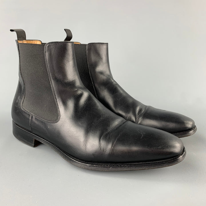 SAKS FITFH AVENUE par MAGNANNI Taille 10,5 Bottes à enfiler en cuir noir