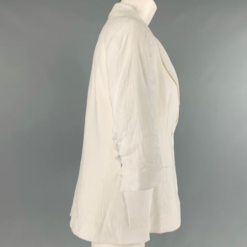 ALBERTO MAKALI Taille 6 Blazer à simple boutonnage en lin blanc