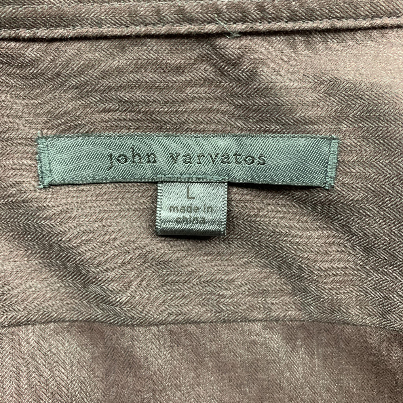 JOHN VARVATOS Size L Brown Solid Cotton Button Up Long Sleeve Shirt