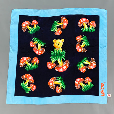 WALTER VAN BEIRENDONCK Multi-Color Teddy Bear & Mushroom Print Scarf