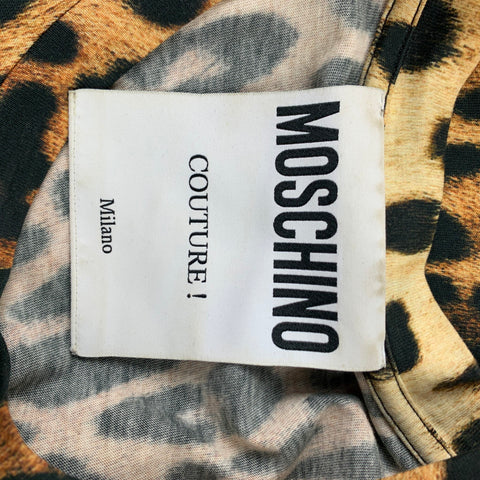 MOSCHINO COUTURE Size L Tan & Black Leopard  Print Cotton Crew-Neck T-shirt