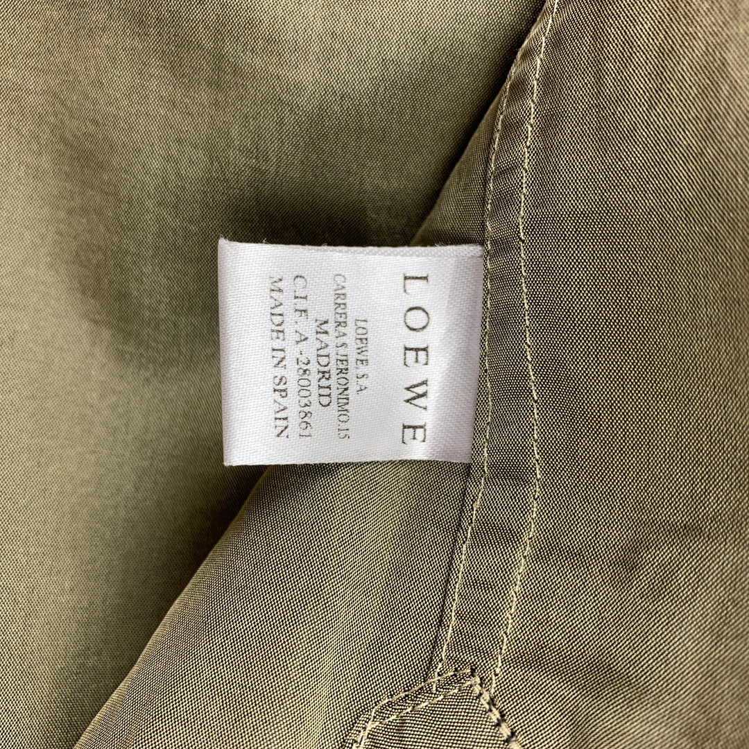 LOEWE Size L Olive Shimmery Silk / Polyester Button Up Long Sleeve Shirt