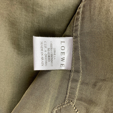 LOEWE Talla L Camisa de manga larga con botones de poliéster / seda brillante verde oliva