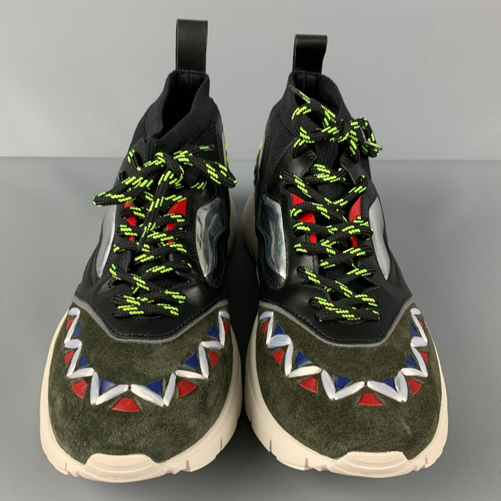 VALENTINO Size 10 Multi-Color Leather High Top Sneakers