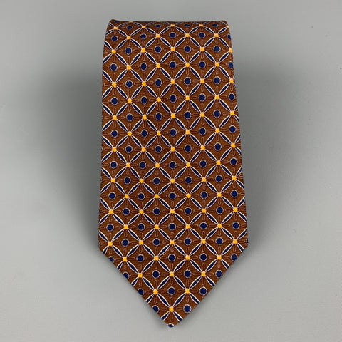 KITON Brown & Navy Pattern Silk Tie