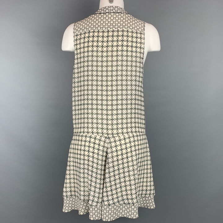 PROENZA SCHOULER Size 6 White & Green Silk Abstract Silk Dress