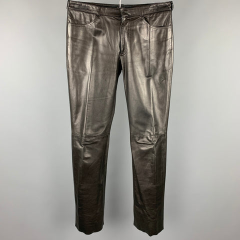 VERSUS by GIANNI VERSACE Size 34 Black Leather Zip Fly Casual Pants