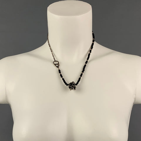 ALEXANDER MCQUEEN Silver Tone Skull Metal Necklace