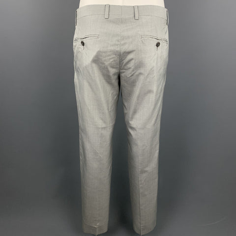 DOLCE & GABBANA Size 38 Regular Light Grey Silk Peak Lapel Suit