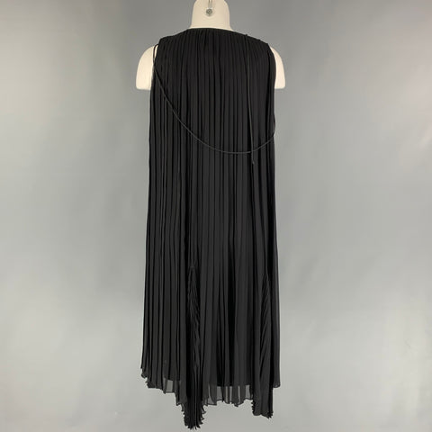 HUSSEIN CHALAYAN Taille M Robe trapèze plissée en soie noire