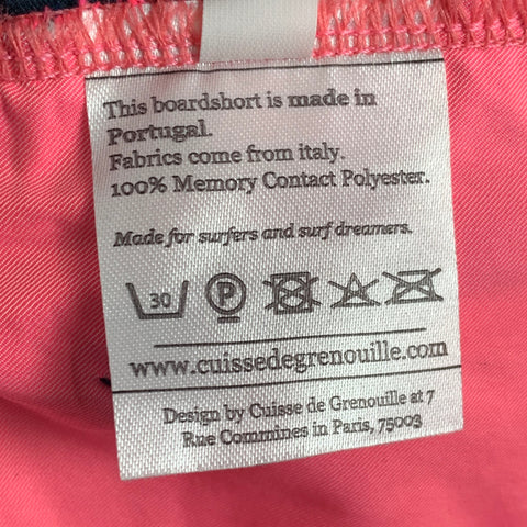 CUISSE DE GRENOUILLE Size M Navy & Neon Pink Two Toned Polyester Swim Trunks