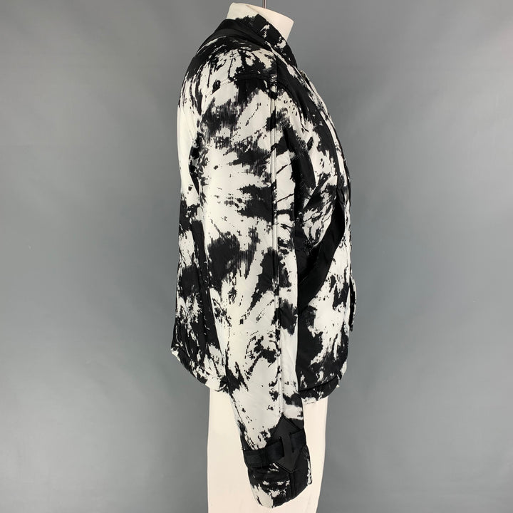 ALEXANDER WANG Size S Black White Print Nylon Zip Snaps Jacket