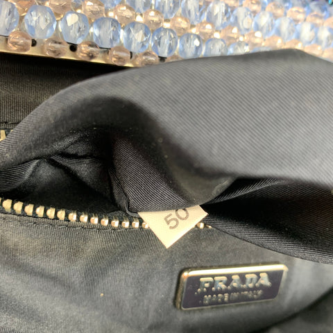 Vintage PRADA Purple Marbled Silk Rhinestones Mini Handbag