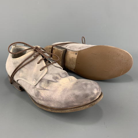 LAYER-O Talla 7 Zapatos brogue de encaje de cuero desgastado gris