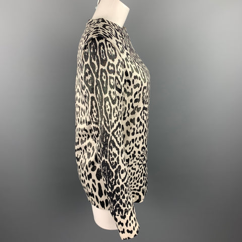 HAIDER ACKERMANN Silver & Black Leopard Print Silk Blend Blouse