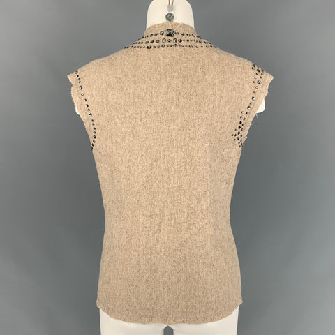 PORTS 1961 Size S Tan Mohair Blend Rhinestones Vest