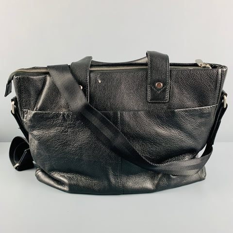 CHRISTIAN LACROIX Black Pebble Grain Leather Tote Bag