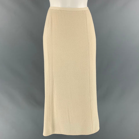 NARCISO RODRIGUEZ Size 6 Cream Viscose Wool A-Line Long Skirt