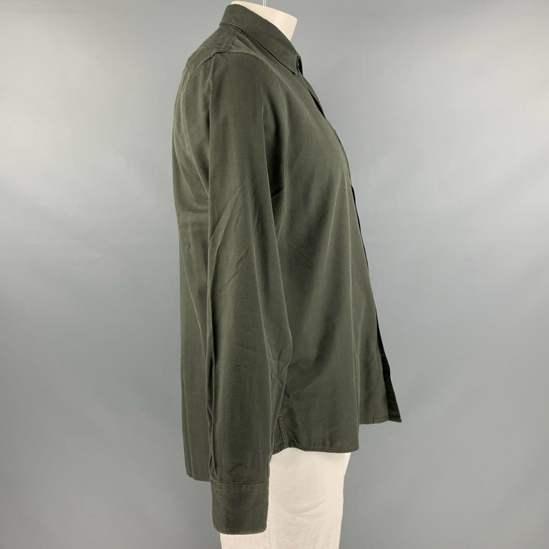 BUCK MASON Size L Green Cotton / Rayon Long Sleeve Shirt