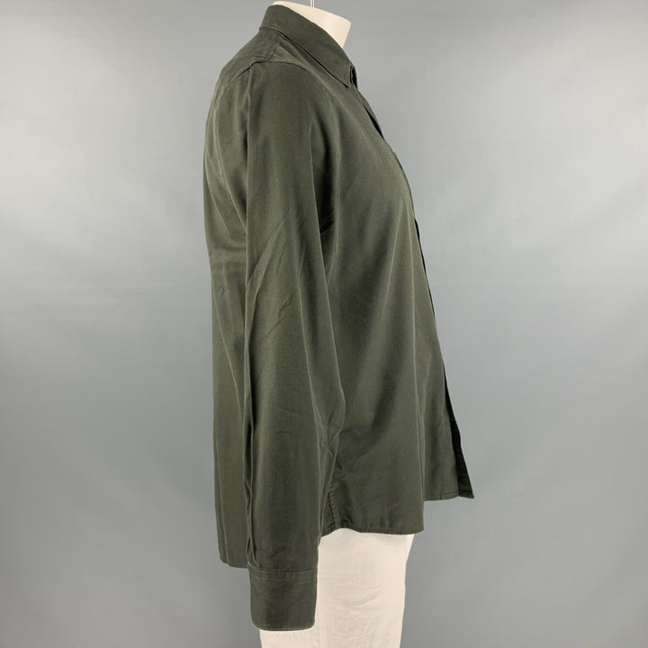 BUCK MASON Size L Green Cotton / Rayon Long Sleeve Shirt
