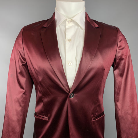 PAUL SMITH Size S Burgundy Cotton Blend Notch Lapel Sport Coat