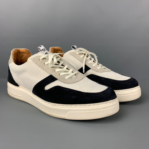DUKE + DEXTER Size 9 White Black Mixed Fabrics Mesh Low Top Sneakers