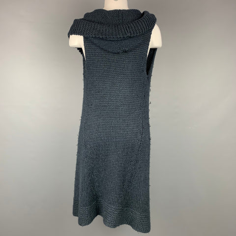 THEORY Size S Navy Knitted Alpaca / Silk Oversized Hooded Vest