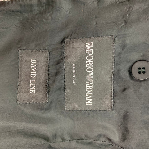 EMPORIO ARMANI Size 40 Black Virgin Wool / Polyamide Peak Lapel Suit
