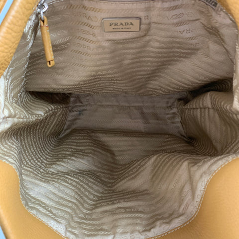 PRADA Beige Pebble Grain Leather Shoulder Bag
