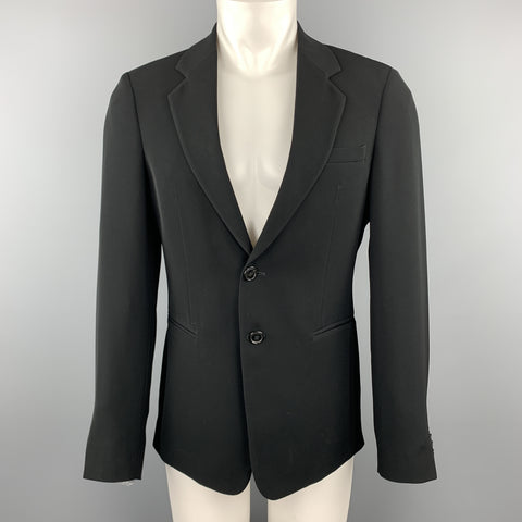 EMPORIO ARMANI Talla 38 Abrigo deportivo con doble botonadura y solapa de muesca de poliéster negro