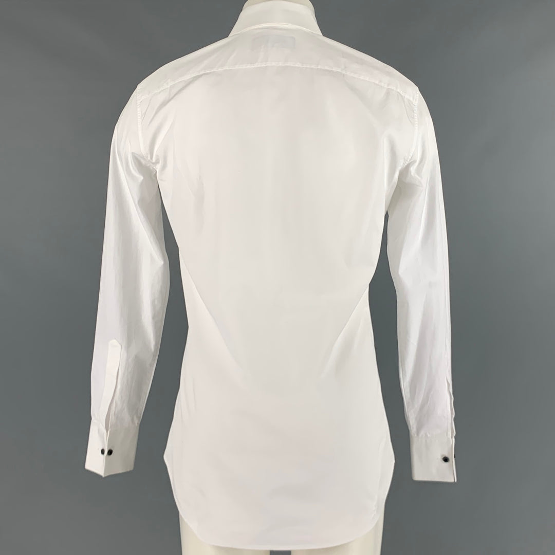 DSQUARED2 Size S White Cotton Tuxedo Long Sleeve Shirt