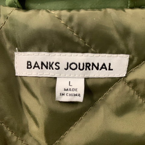 BANKS JOURNAL Nylon Chest Size L Green Solid Snaps Jacket