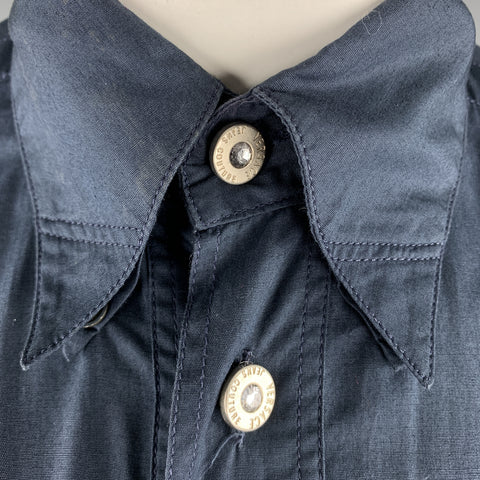 Vintage VERSACE JEANS COUTURE Size M Navy Cotton Embellished Buttons Long Sleeve Shirt