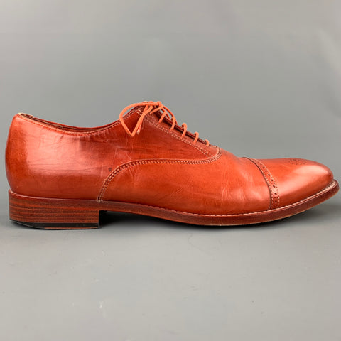 PAUL SMITH Taille 10,5 Chaussures à lacets en cuir perforé brique