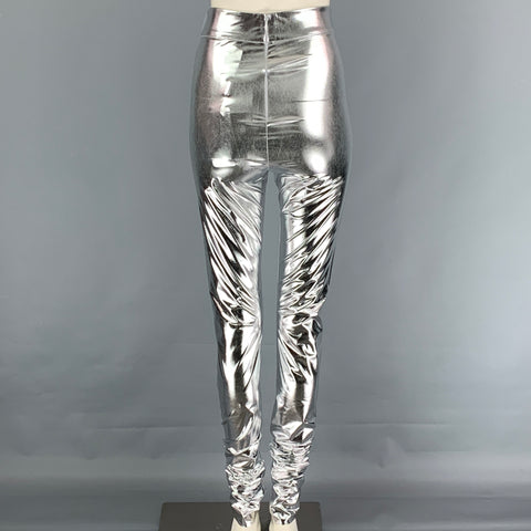 DOLCE &amp; GABBANA Leggings de poliéster metalizado plateado talla 2