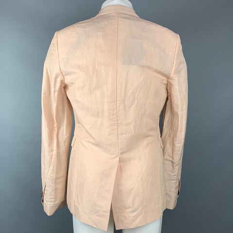 ROBERTO CAVALLI Size 40 Peach Textured Linen / Silk Sport Coat