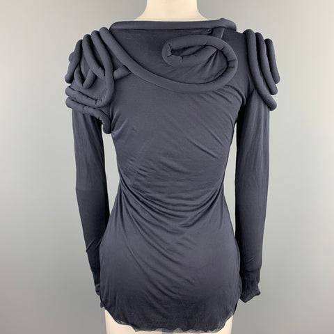 YIGAL AZROUEL Size S Navy Jersey Applique Viscose Pullover
