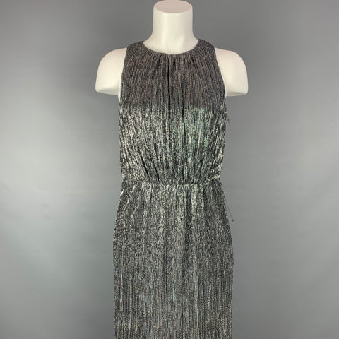 HALSTON HERITAGE Taille 6 Robe de cocktail en mélange de polyester argenté et noir
