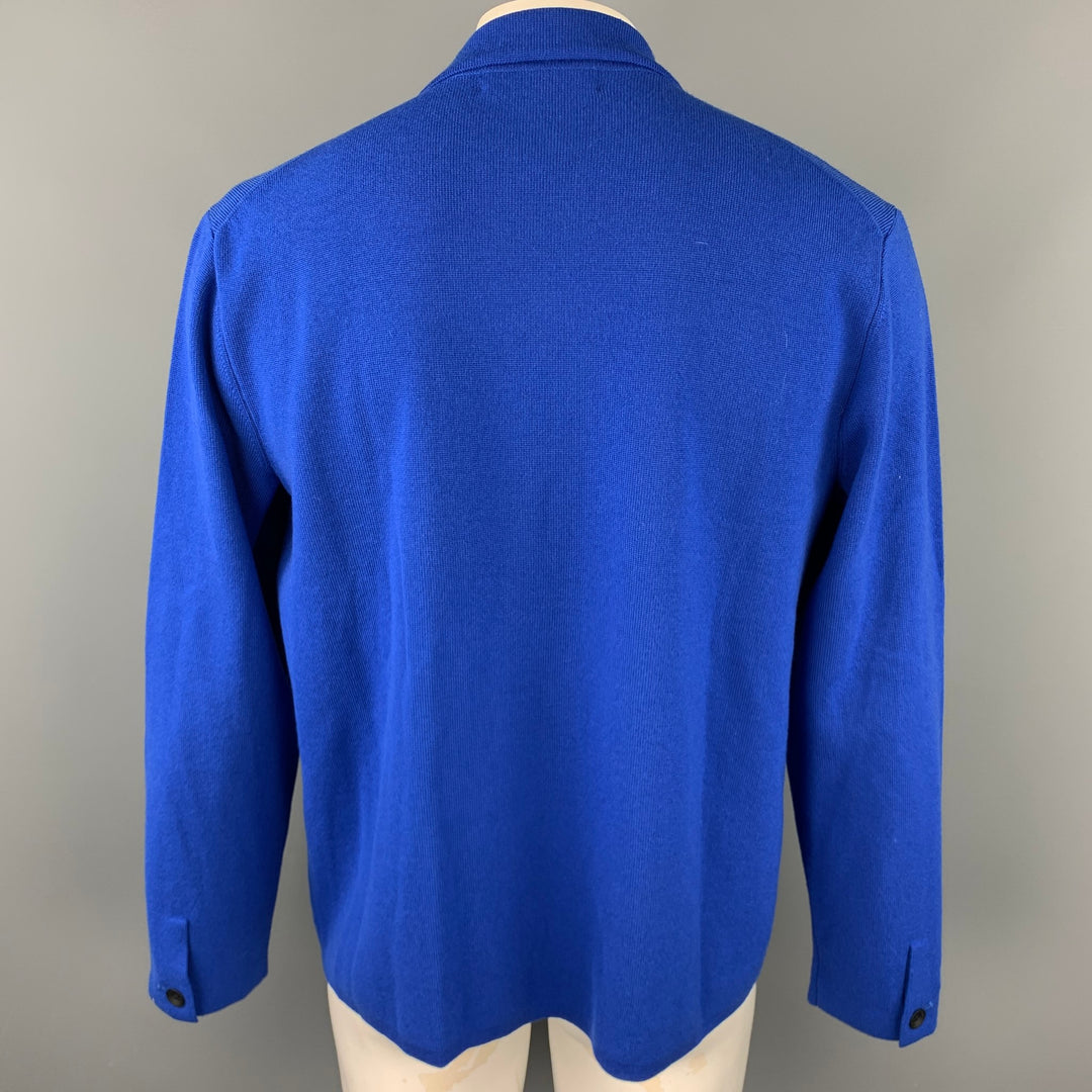 RAG & BONE Size L Royal Blue Knitted Wool Blend Buttoned Jacket