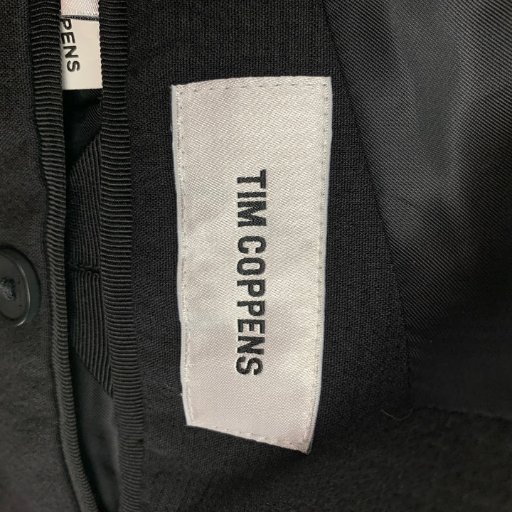 TIM COPPENS Size 36 Black Cotton Blend Hidden Buttons Suit