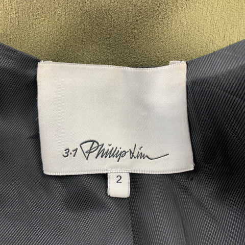 3.1 PHILLIP LIM Size 2 Olive Satin Polyester Bomber Jacket