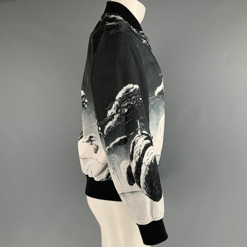VALENTINO Size 36 Grey Black Polyester Bomber Jacket
