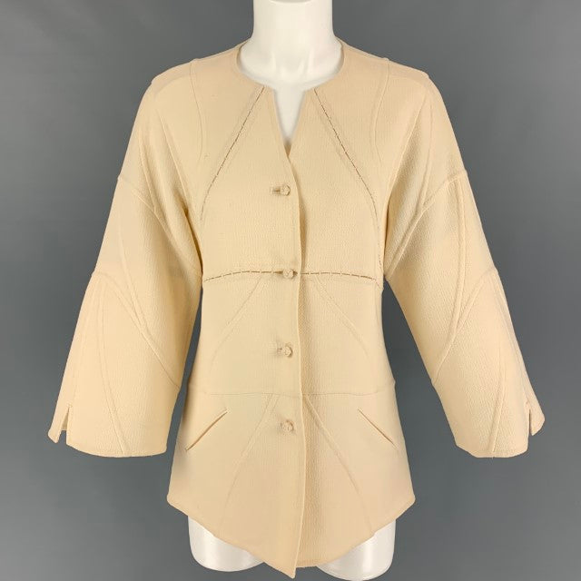 CHADO RALPH RUCCI Size 8 Cream Crepe Wool Jacket