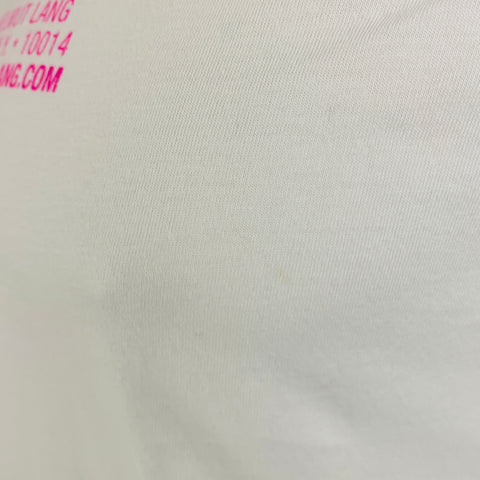 HELMUT LANG Size L White Pink Logo Cotton Crew Neck T-shirt