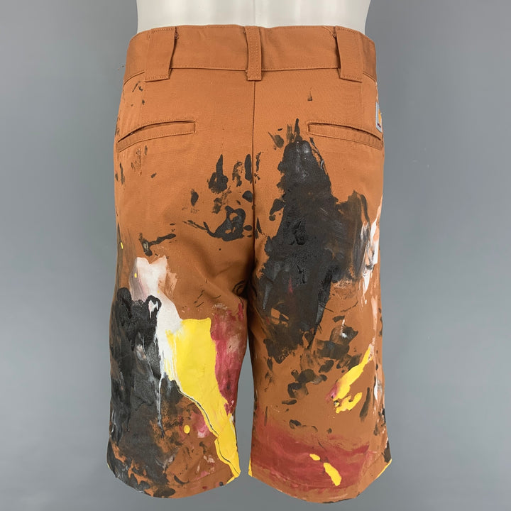 CARTHARTT Size 33 Tan Custom Painted Cotton Polyester Master Shorts