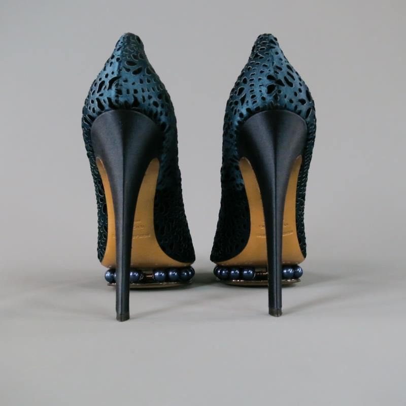 NICHOLAS KIRKWOOD Talla 9 Zapatos de plataforma con corte de seda azul marino