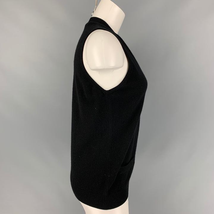 LORO PIANA Size 10 Black Cashmere Buttoned Vest